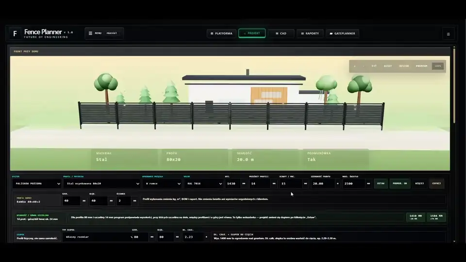 Ruchoma prezentacja prawdziwego projektu w FencePlannerze